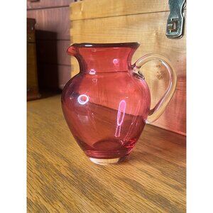 Vintage Victorian Cranberry Red Glass 5.5” tall Pitcher, 8 oz.
